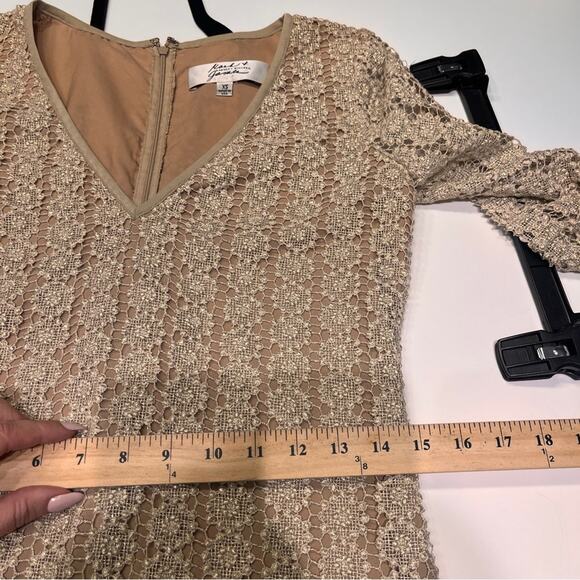 Badgley Mischka Gold Sequin Bell Sleeve Mini Dress XS - Picture 8 of 10